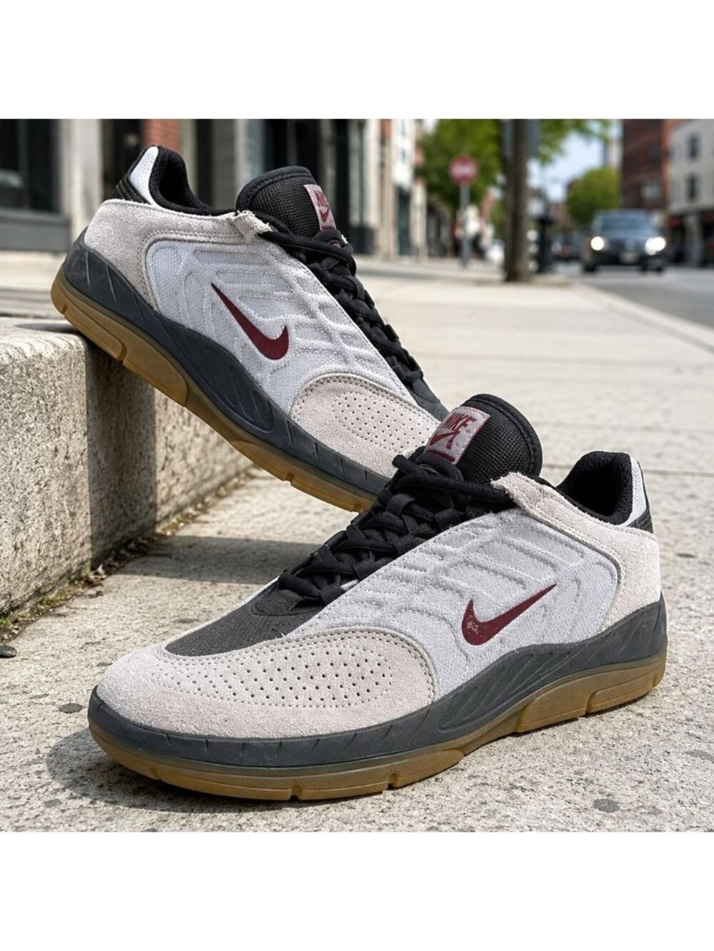 Nike Vertebrae SB Shoes Light Smoke Grey Red FD4691-004 Men's Size 7 Sneakers